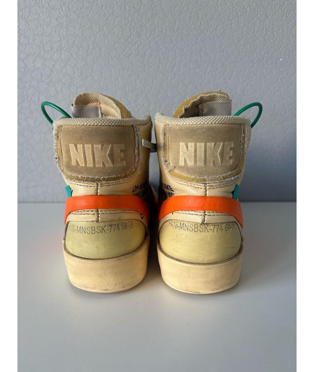 NIKE X OFF-WHITE Бежевые текстильные высокие кроссовки / кеды, фото 6