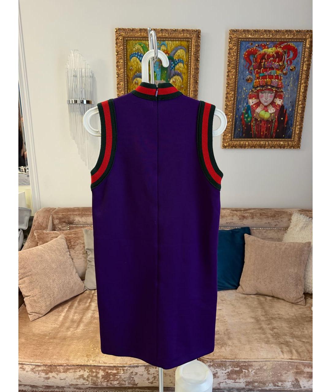 GUCCI Фиолетовое хлопко-эластановое повседневное платье, фото 6