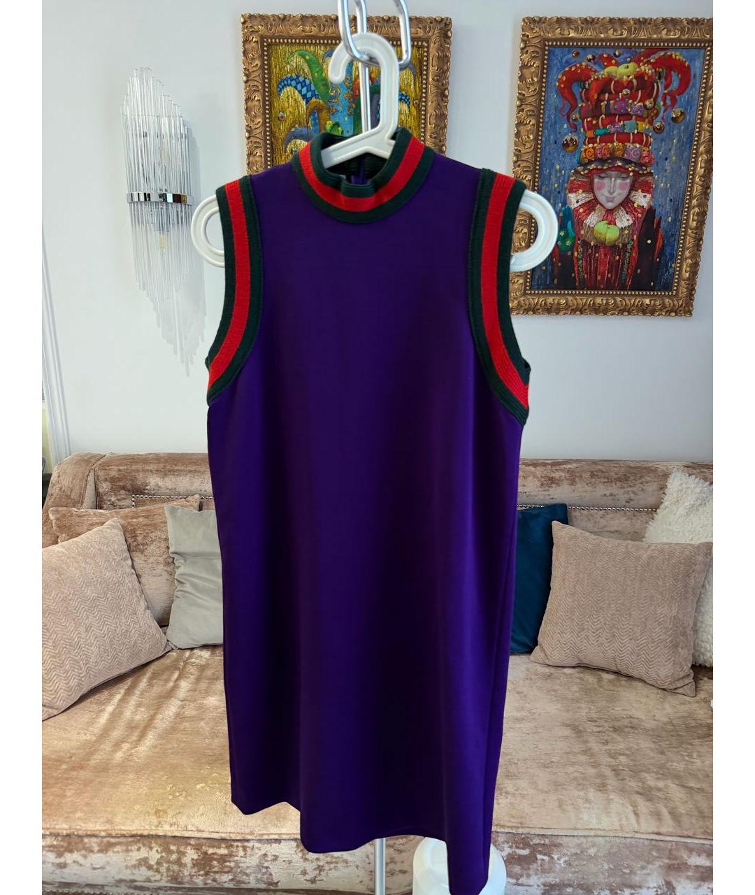 GUCCI Фиолетовое хлопко-эластановое повседневное платье, фото 2