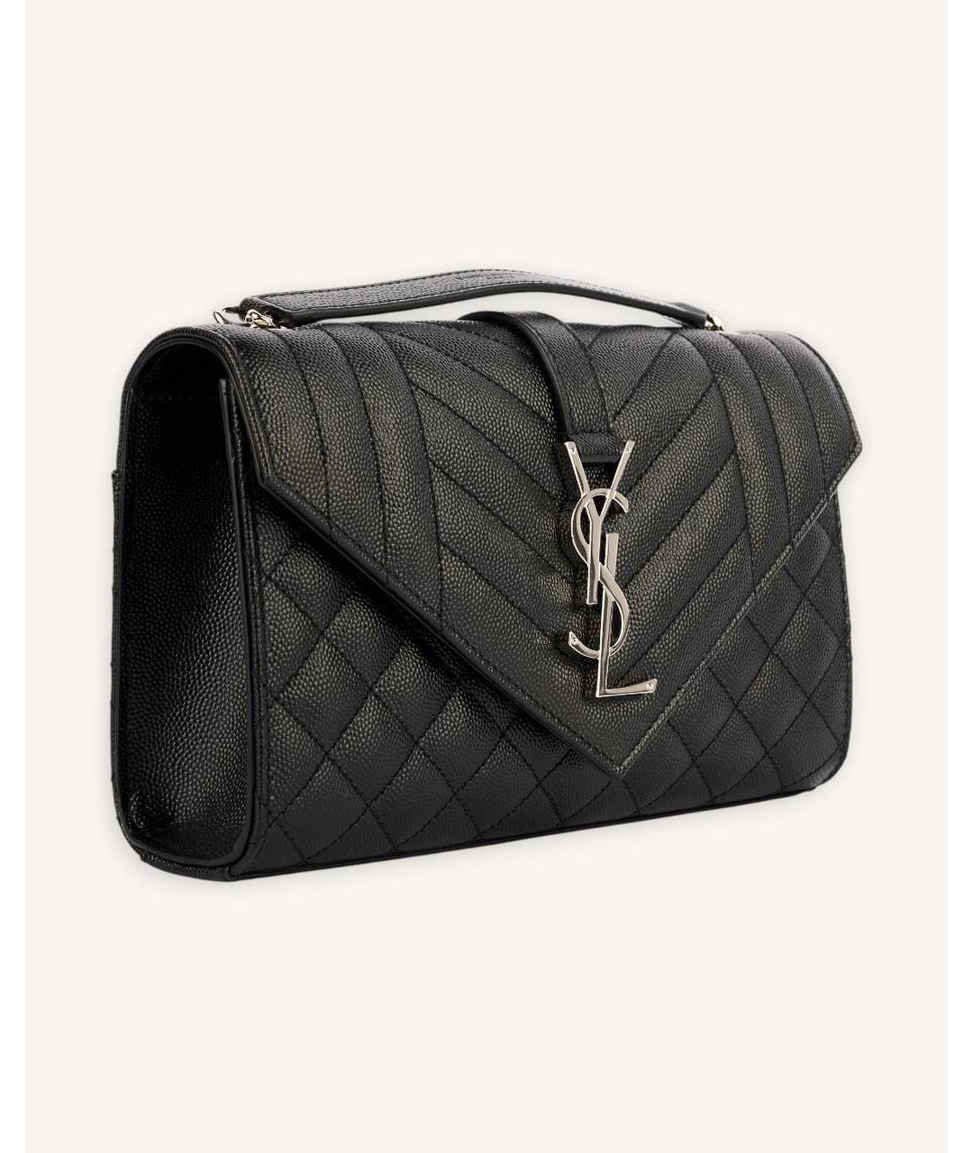SAINT LAURENT Черная кожаная сумка через плечо, фото 3
