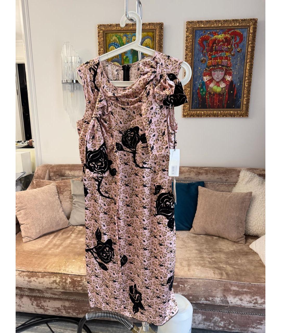 NINA RICCI Розовое шелковое коктейльное платье, фото 2