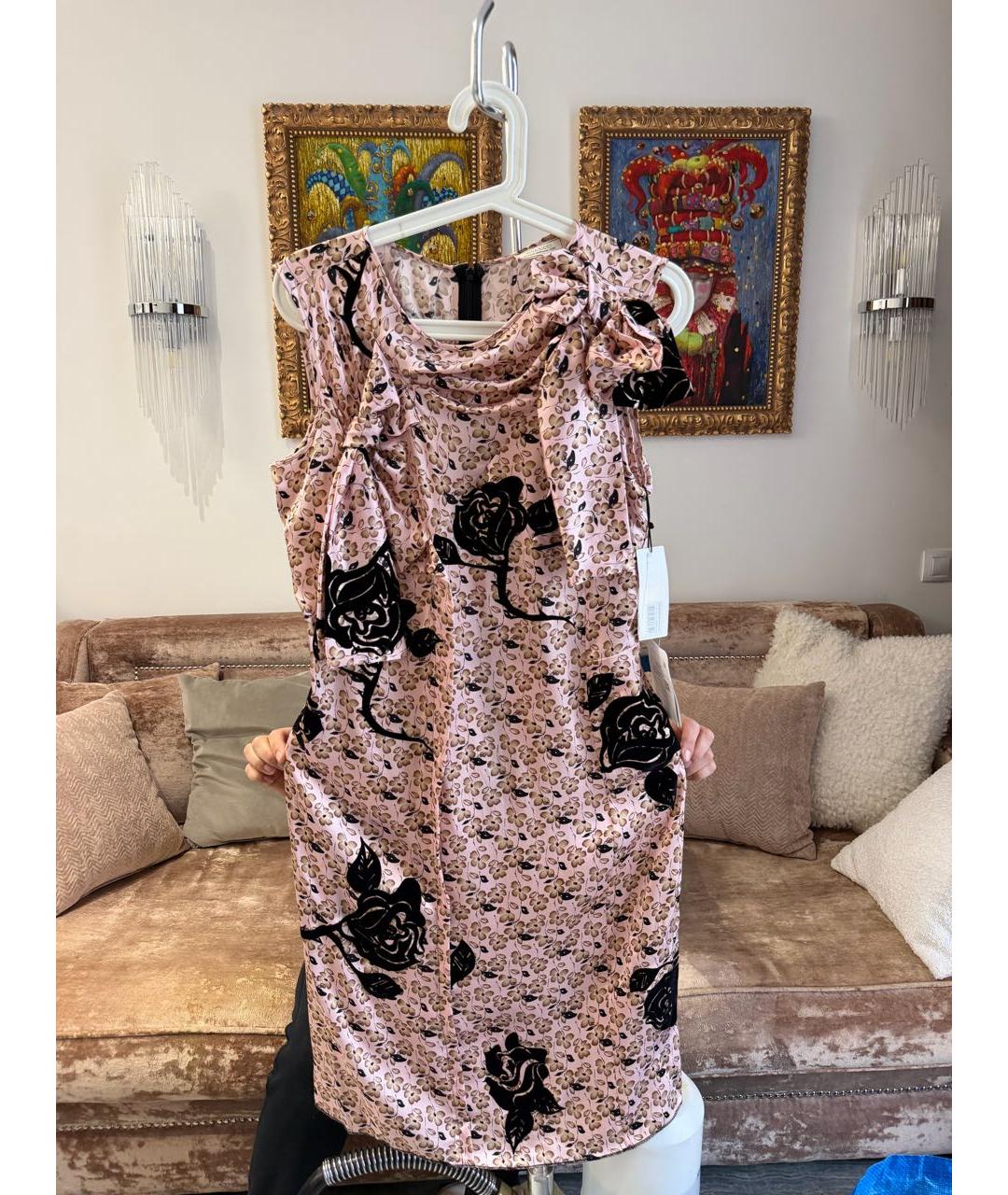 NINA RICCI Розовое шелковое коктейльное платье, фото 9