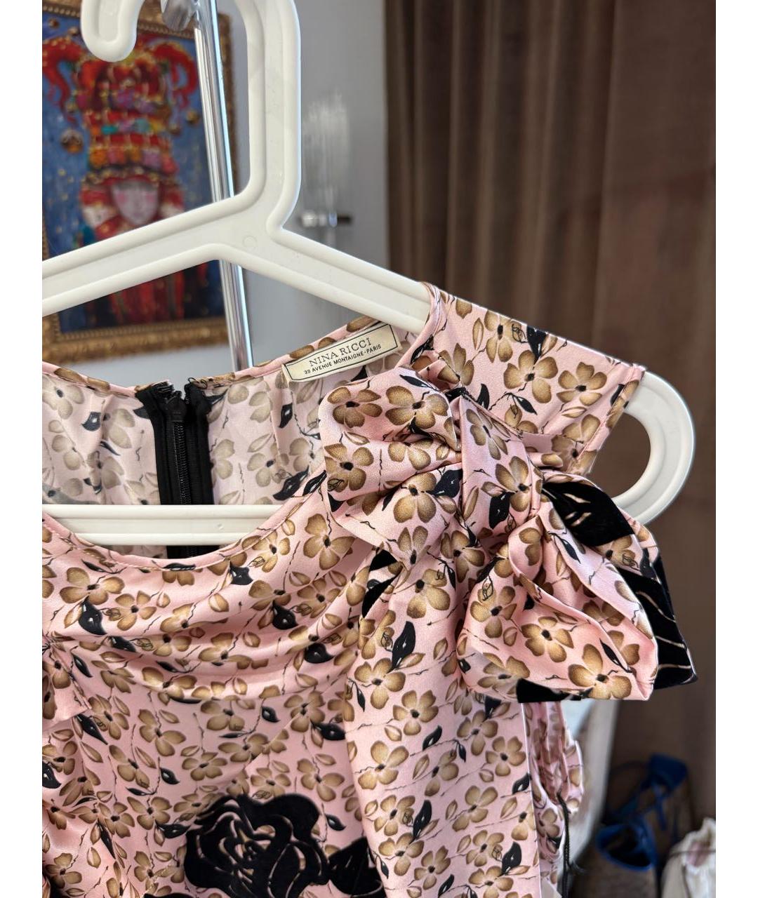 NINA RICCI Розовое шелковое коктейльное платье, фото 4