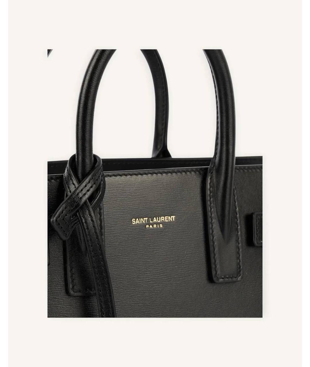 SAINT LAURENT Черная кожаная сумка тоут, фото 2