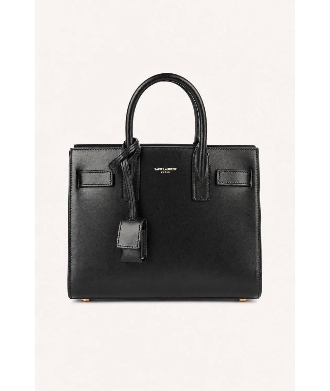 SAINT LAURENT Черная кожаная сумка тоут, фото 9
