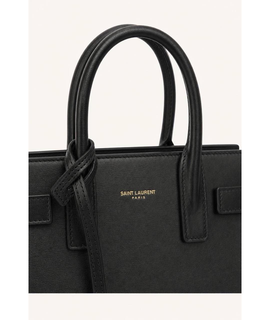 SAINT LAURENT Черная кожаная сумка тоут, фото 5