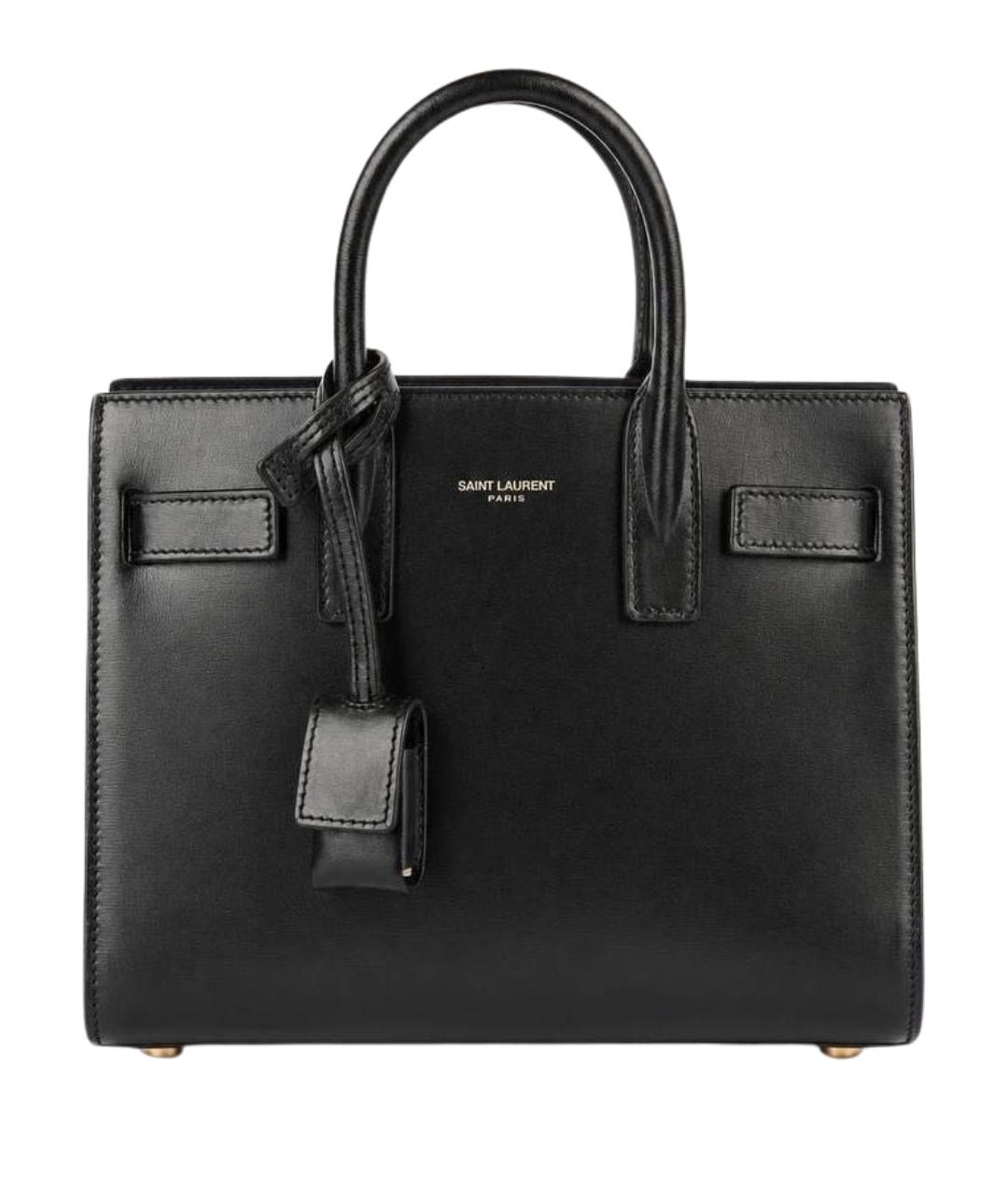 SAINT LAURENT Черная кожаная сумка тоут, фото 1