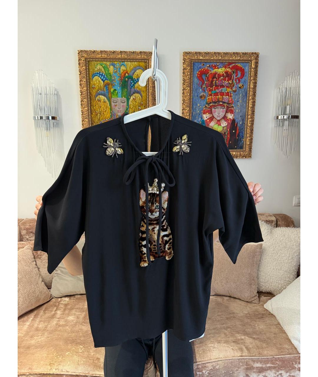 DOLCE&GABBANA Черная вискозная блузы, фото 4