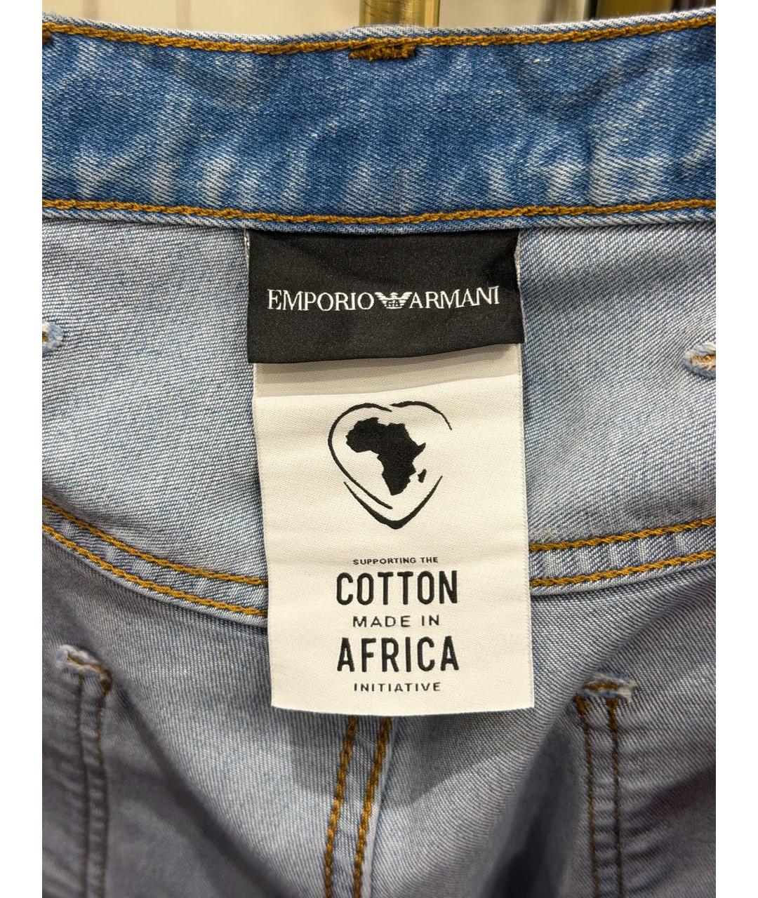 EMPORIO ARMANI Голубые хлопковые джинсы скинни, фото 4