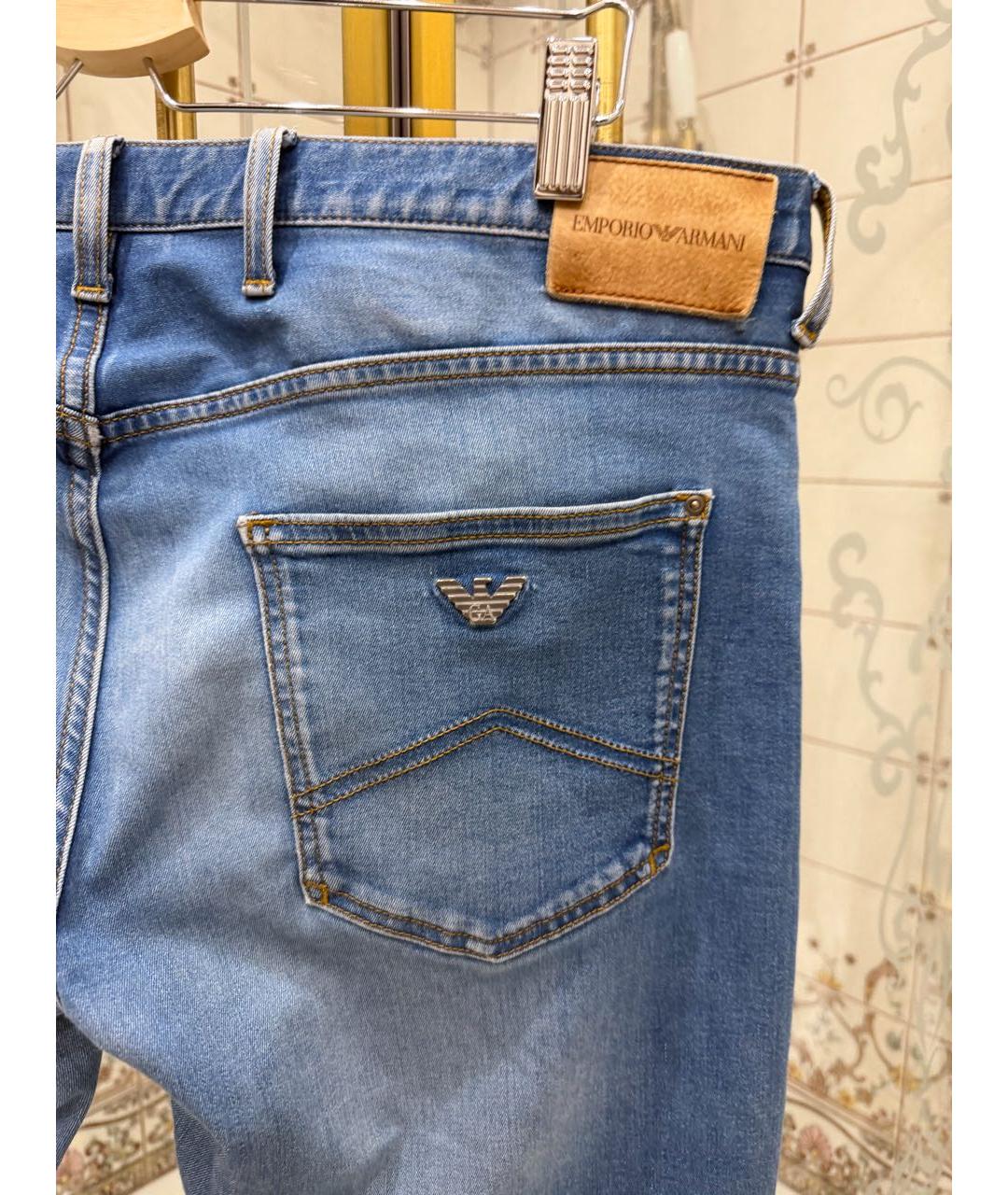 EMPORIO ARMANI Голубые хлопковые джинсы скинни, фото 3