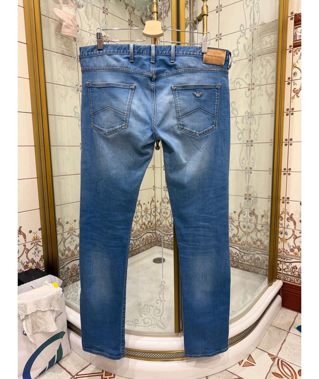EMPORIO ARMANI Голубые хлопковые джинсы скинни, фото 2