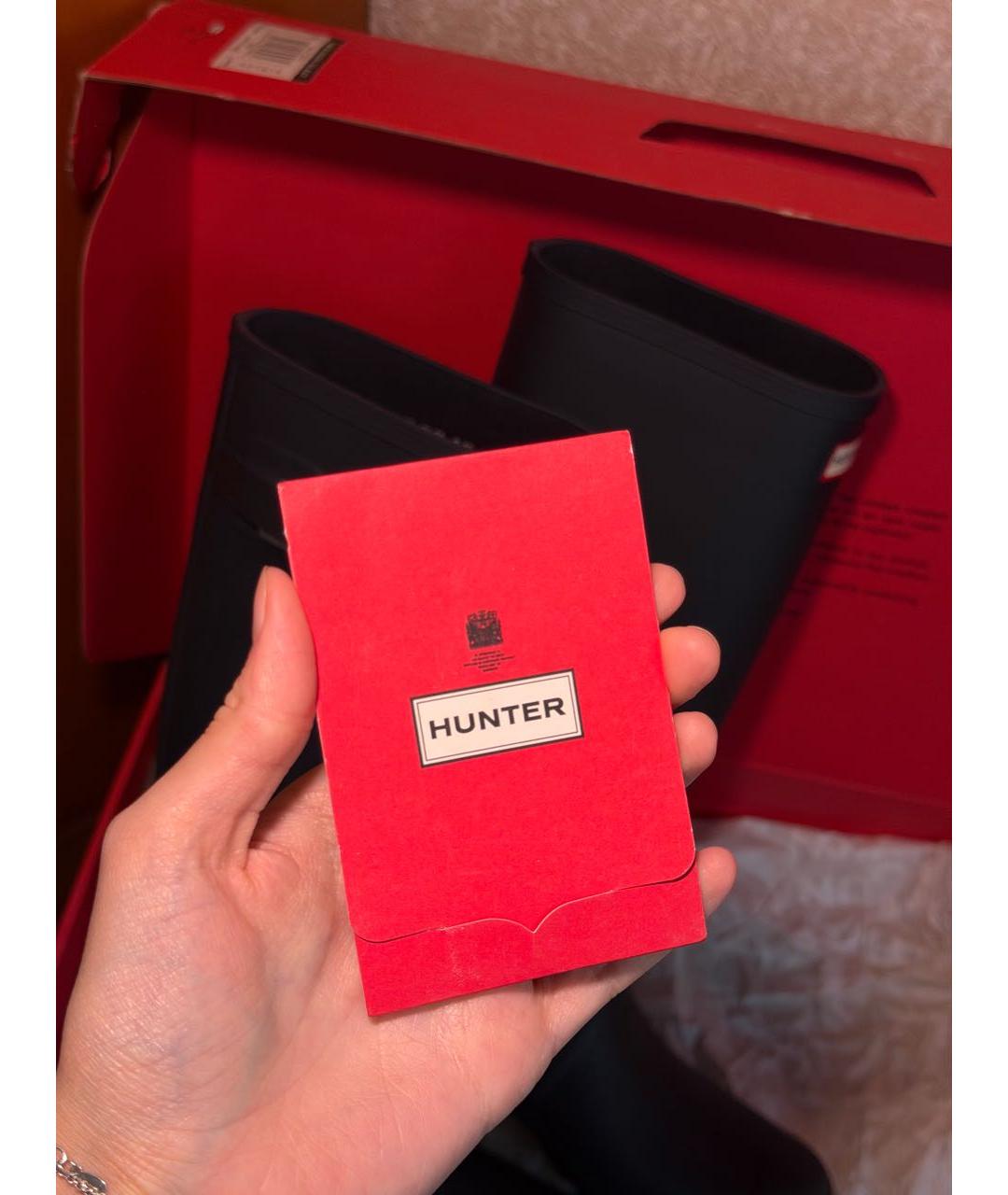 HUNTER Темно-синие резиновые ботфорты, фото 4