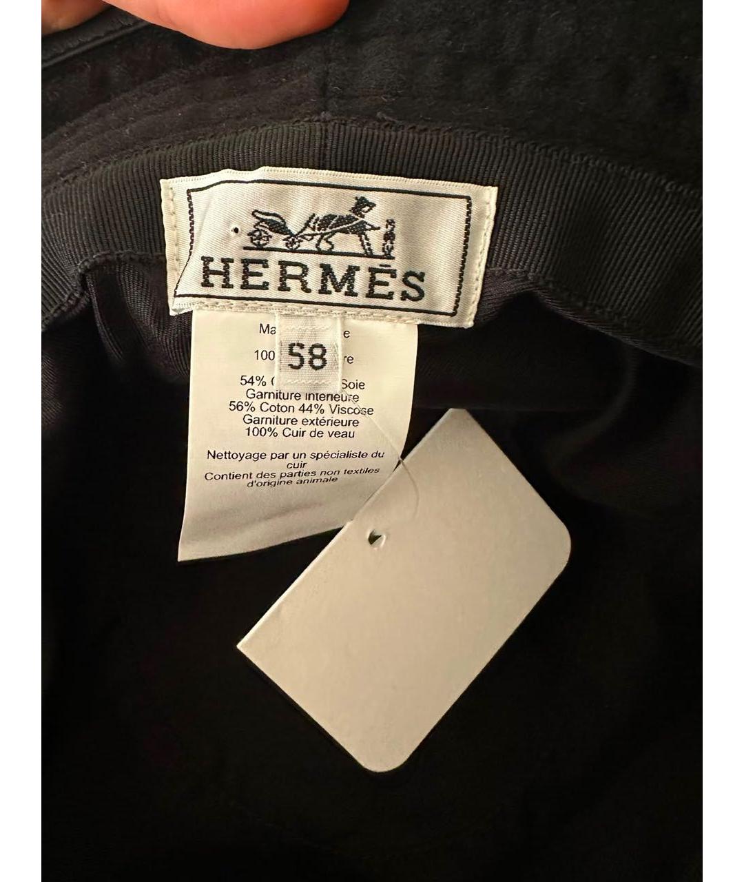 HERMES Черная кашемировая панама, фото 4