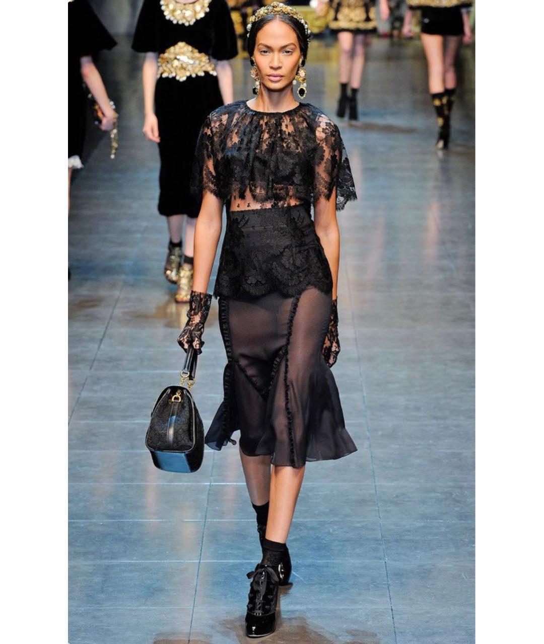 DOLCE&GABBANA Черная шелковая юбка миди, фото 8