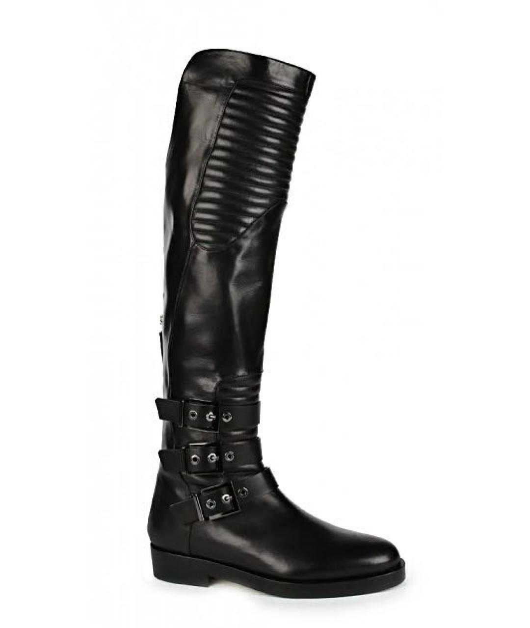 GIAN MARCO LORENZI Черные кожаные ботфорты, фото 9