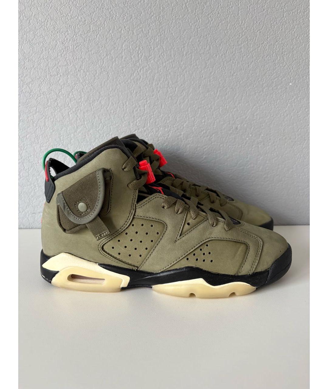 CACTUS JACK BY TRAVIS SCOTT Хаки нубуковые высокие кроссовки / кеды, фото 4