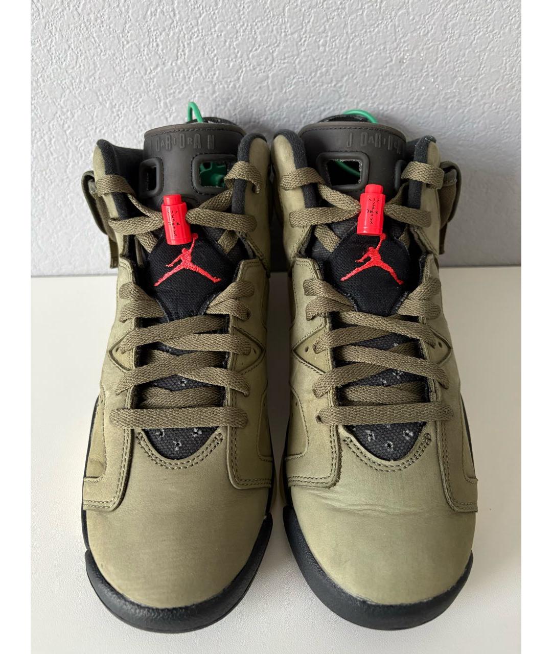 CACTUS JACK BY TRAVIS SCOTT Хаки нубуковые высокие кроссовки / кеды, фото 5
