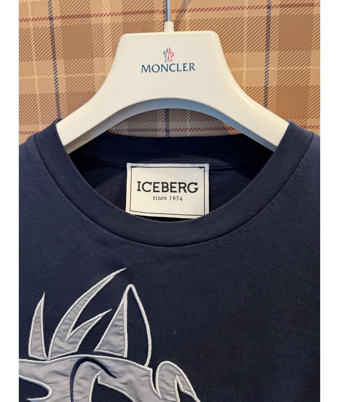 ICEBERG Темно-синяя хлопковая футболка, фото 5