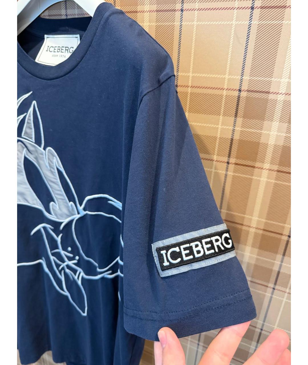 ICEBERG Темно-синяя хлопковая футболка, фото 3