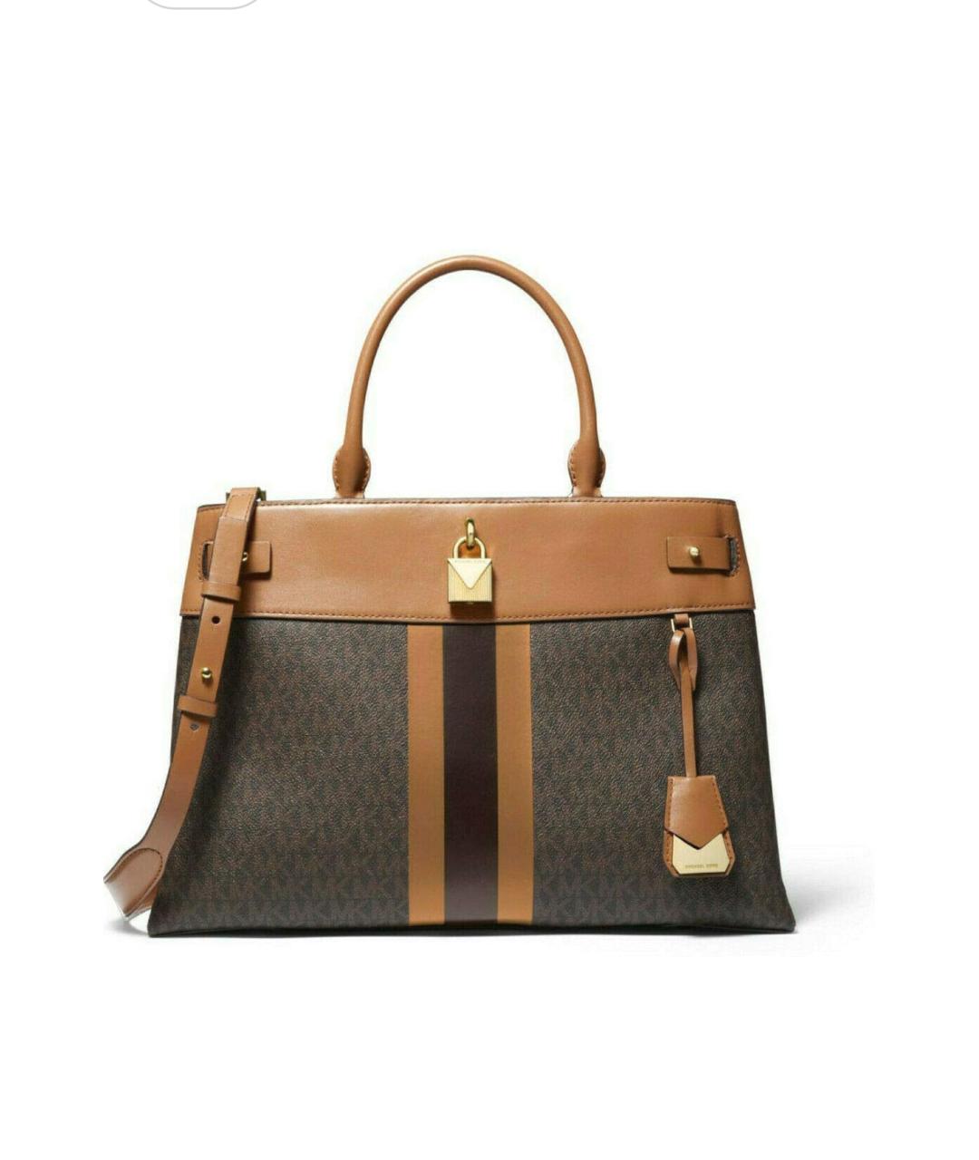 MICHAEL KORS Коричневая сумка с короткими ручками из канвы, фото 8