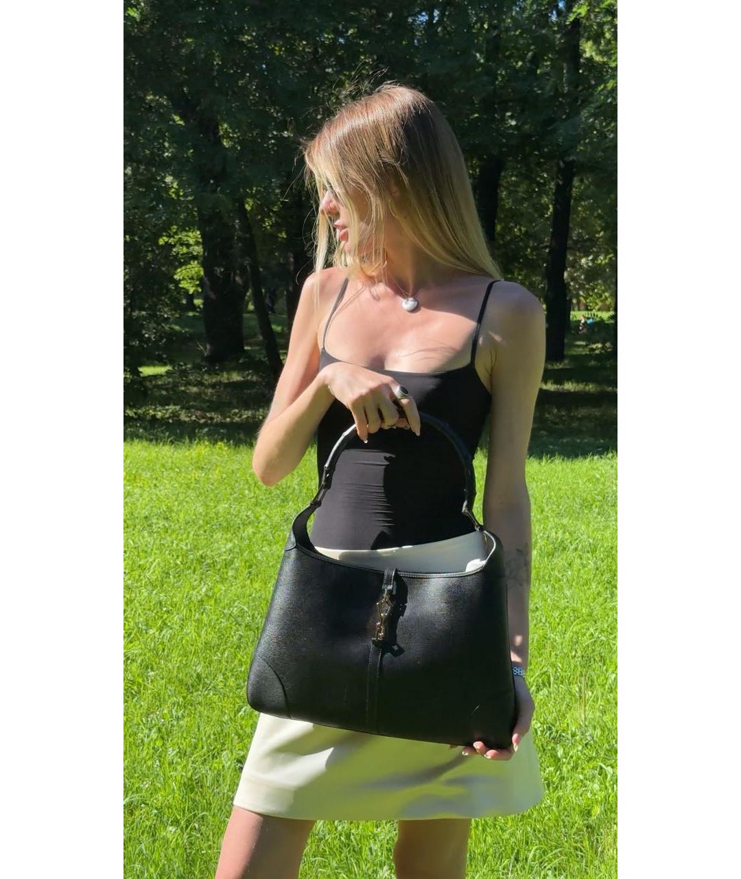 GUCCI Черная кожаная сумка с короткими ручками, фото 2