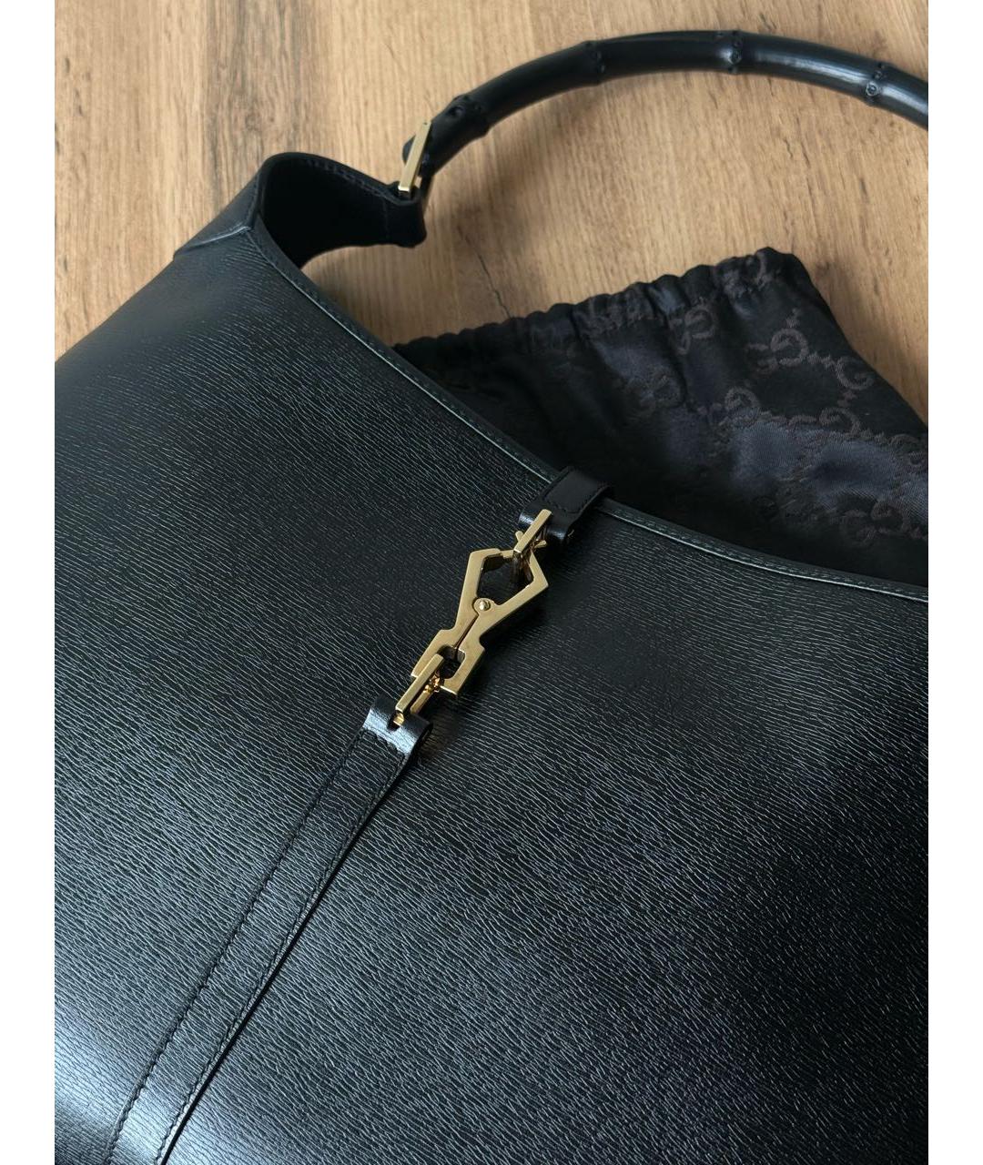 GUCCI Черная кожаная сумка с короткими ручками, фото 4