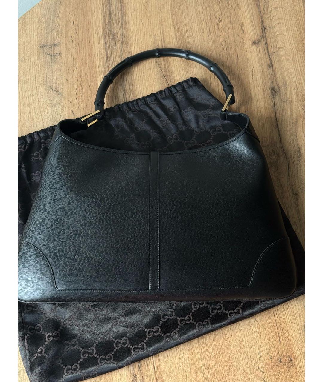 GUCCI Черная кожаная сумка с короткими ручками, фото 5