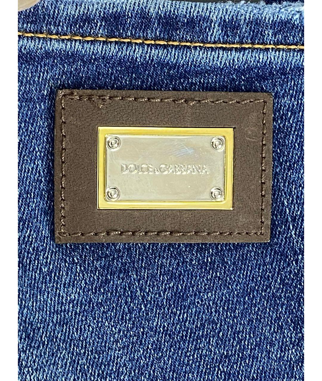 DOLCE&GABBANA Синие хлопко-эластановые джинсы слим, фото 4