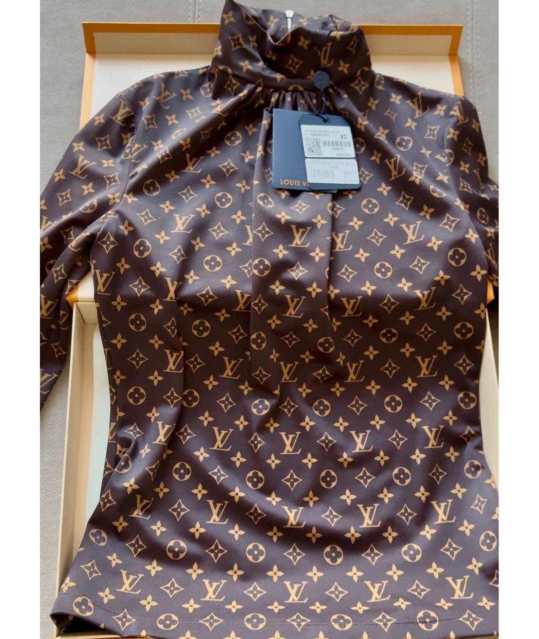 LOUIS VUITTON Коричневая полиамидовая блузы, фото 3