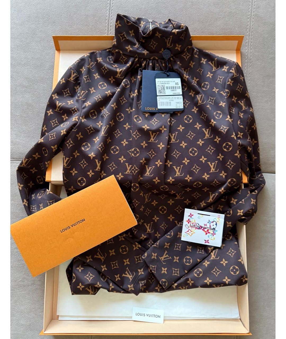 LOUIS VUITTON Коричневая полиамидовая блузы, фото 4