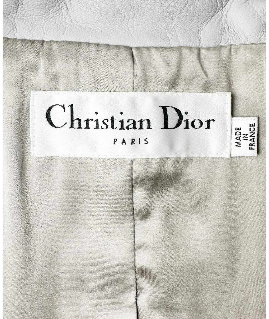 CHRISTIAN DIOR Серый кожаный жакет/пиджак, фото 5