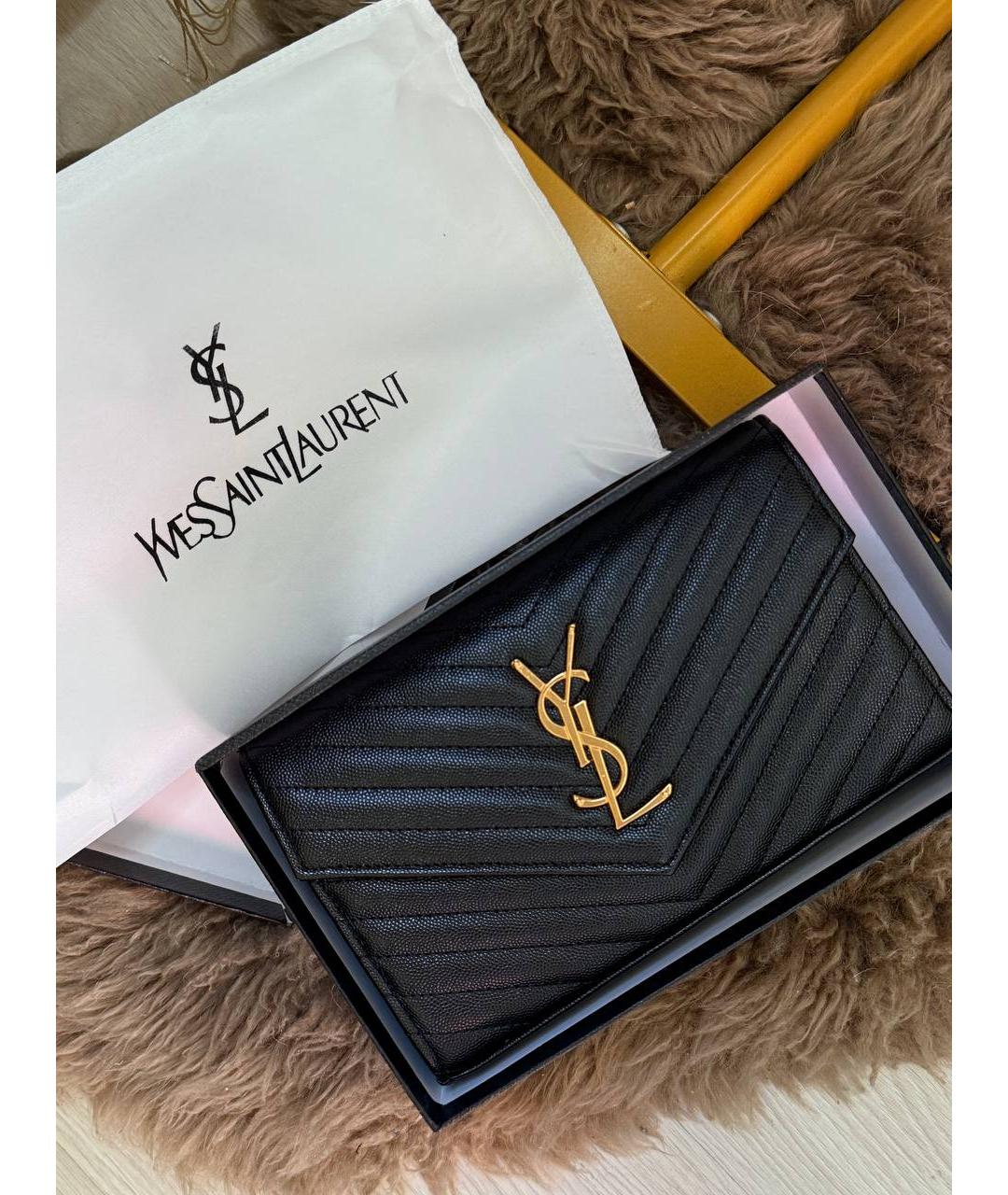SAINT LAURENT Черная кожаная сумка через плечо, фото 4