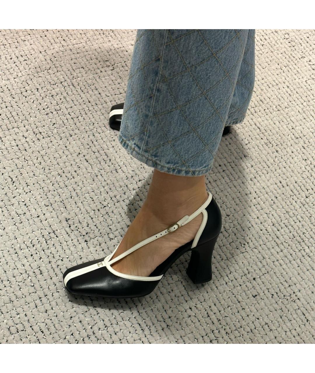 CHANEL Черные кожаные туфли, фото 4