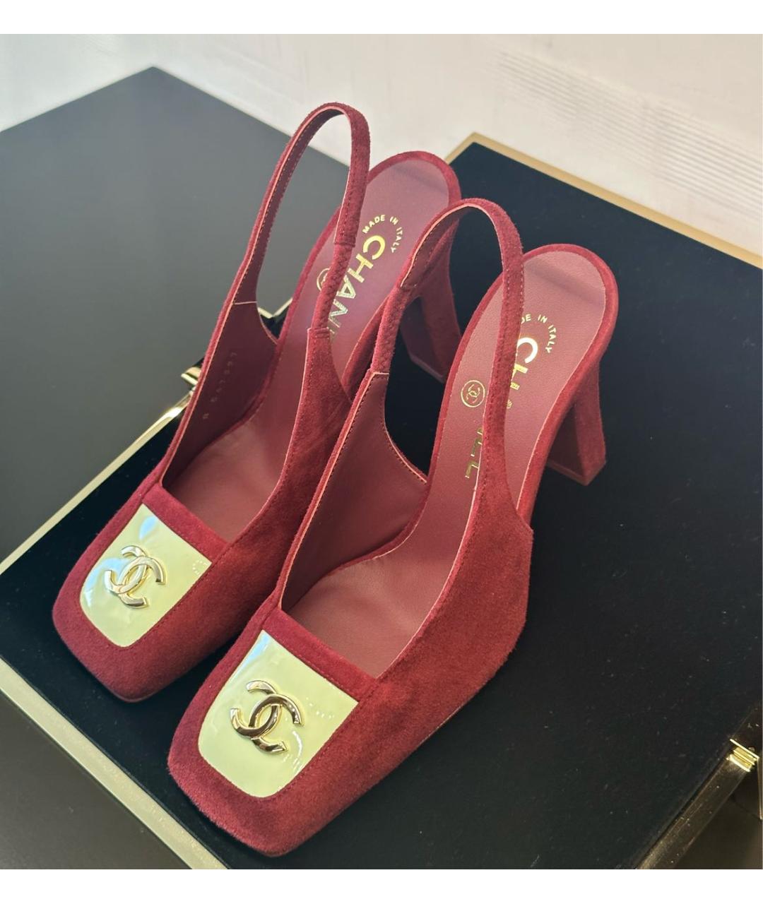 CHANEL Бордовые замшевые туфли, фото 4