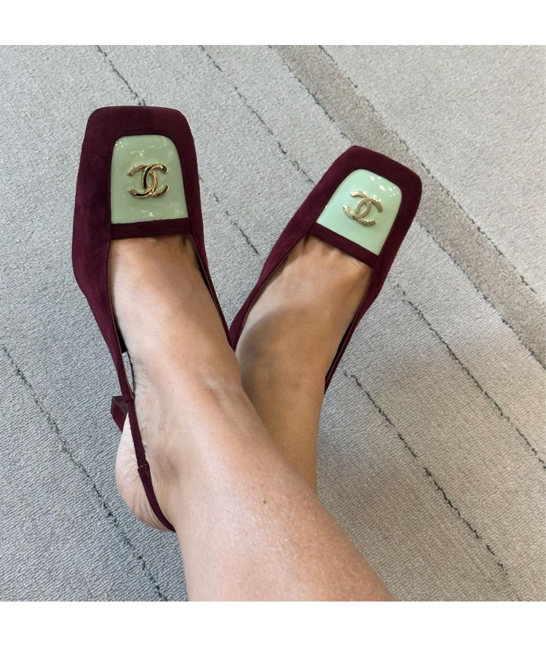 CHANEL Бордовые замшевые туфли, фото 2