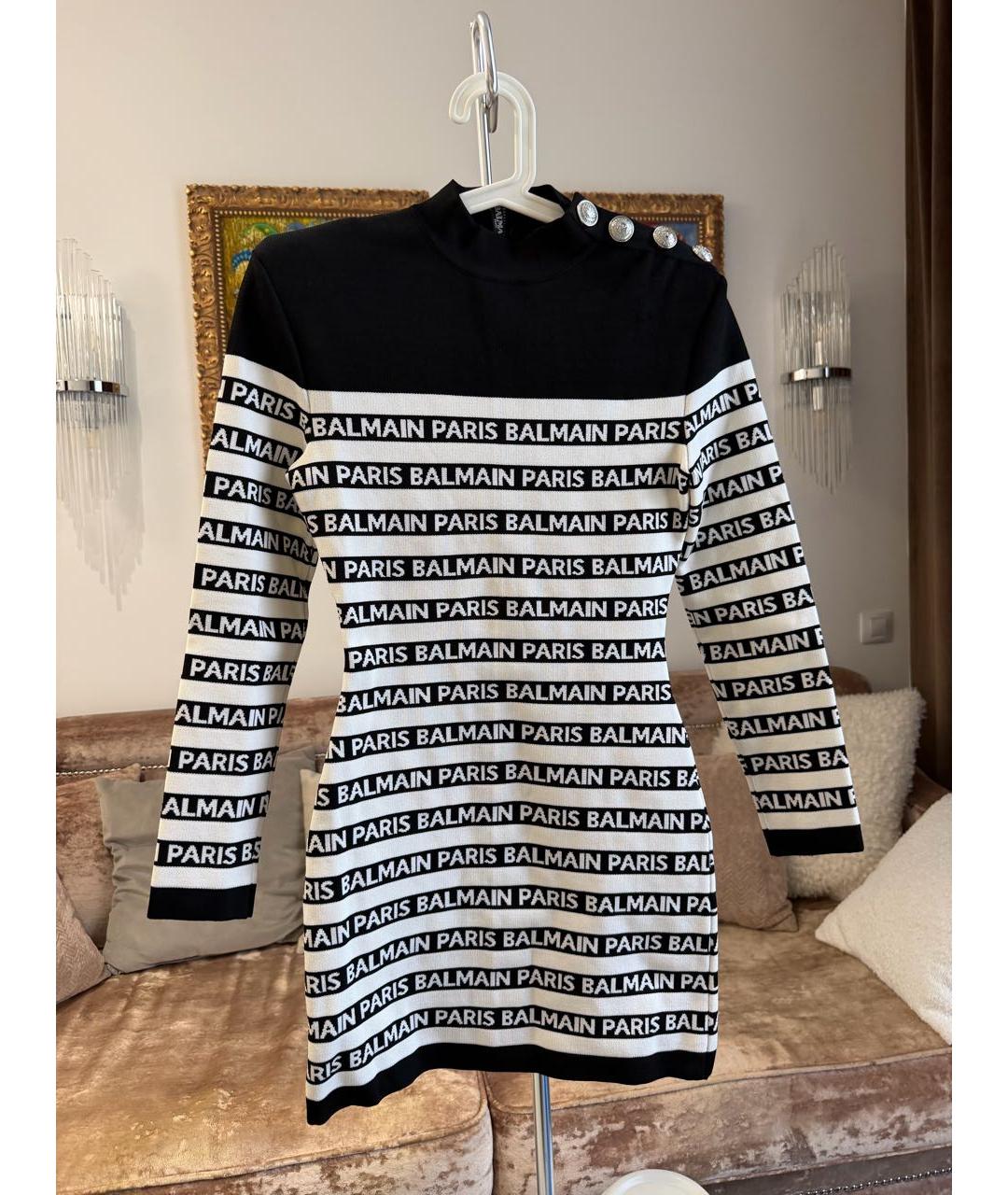 BALMAIN Черное вискозное коктейльное платье, фото 2