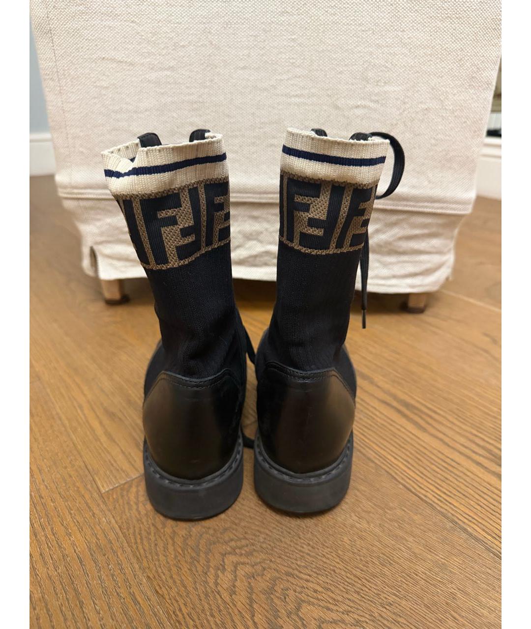FENDI Черные кожаные ботинки, фото 4