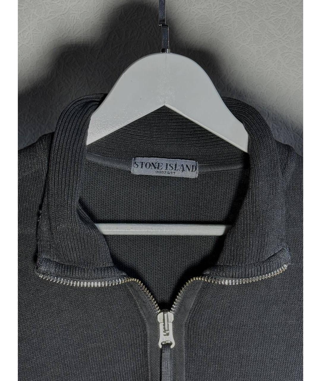 STONE ISLAND Антрацитовый хлопковый джемпер / свитер, фото 2