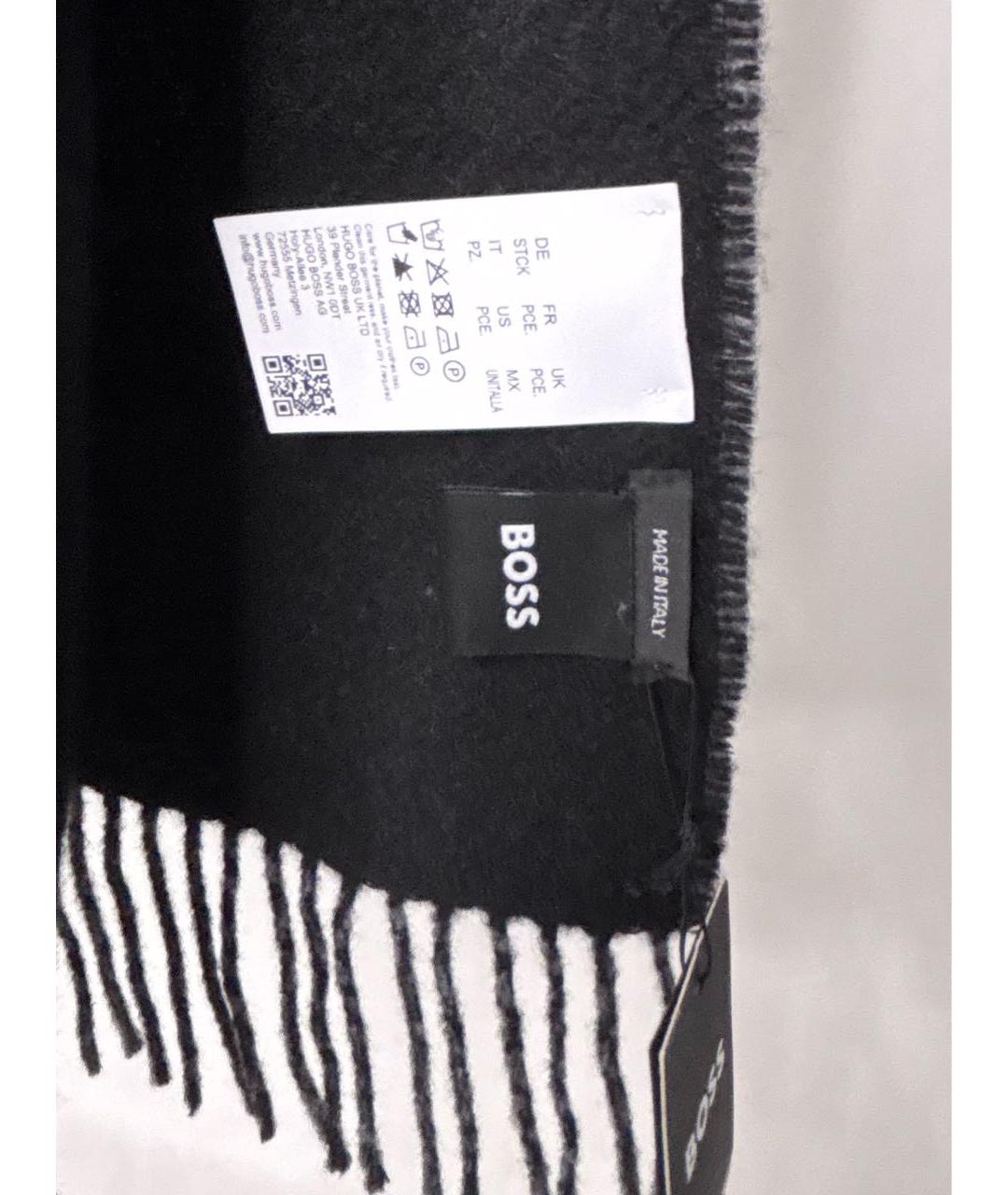 HUGO BOSS Серый шерстяной шарф, фото 8