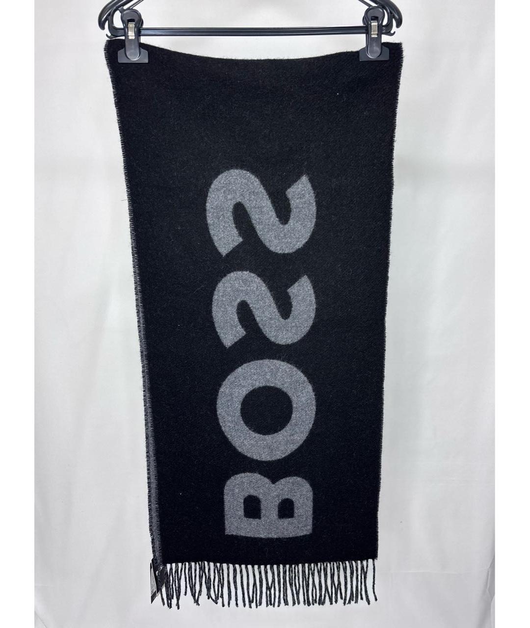 HUGO BOSS Серый шерстяной шарф, фото 7