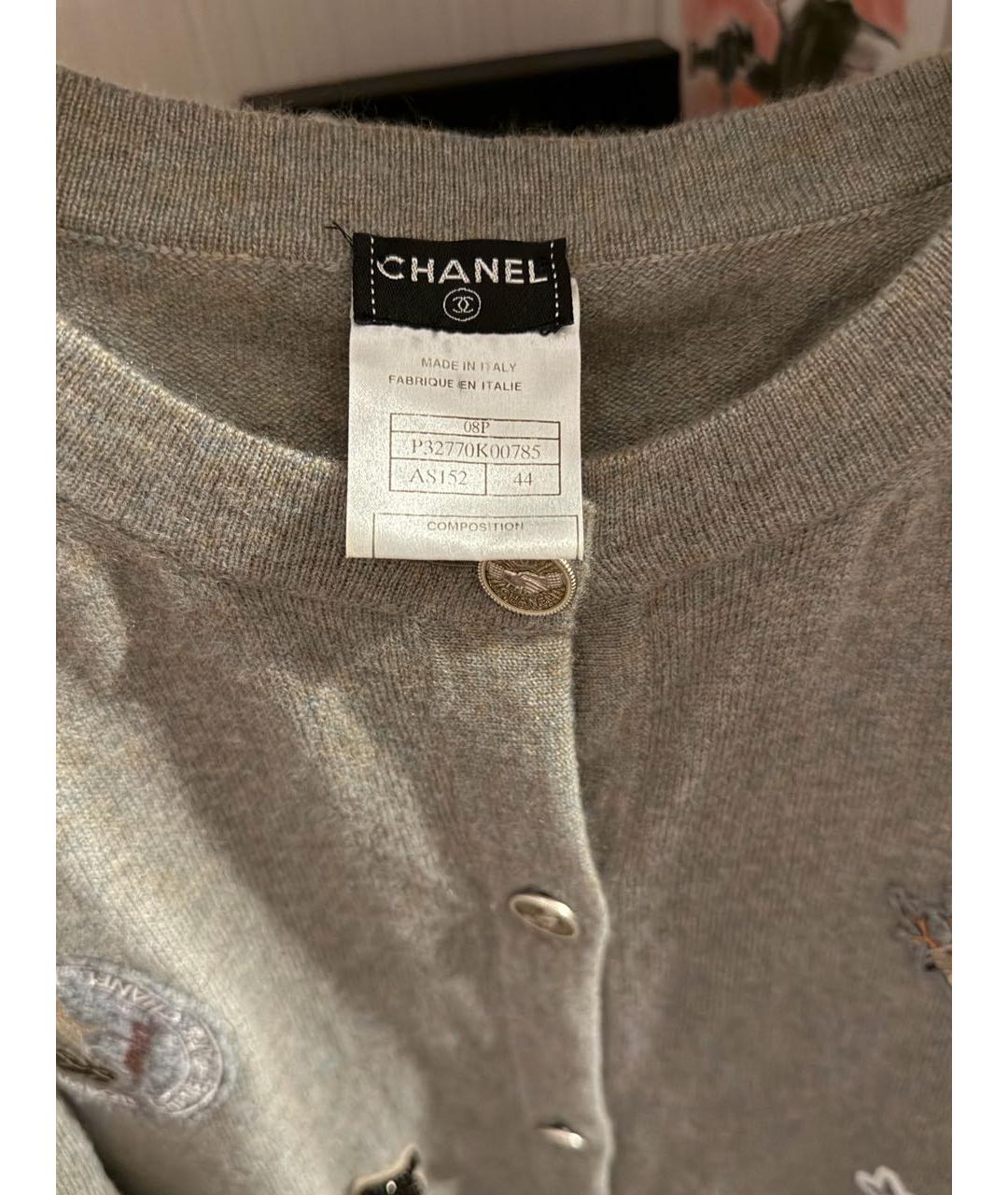 CHANEL Серый кашемировый кардиган, фото 3