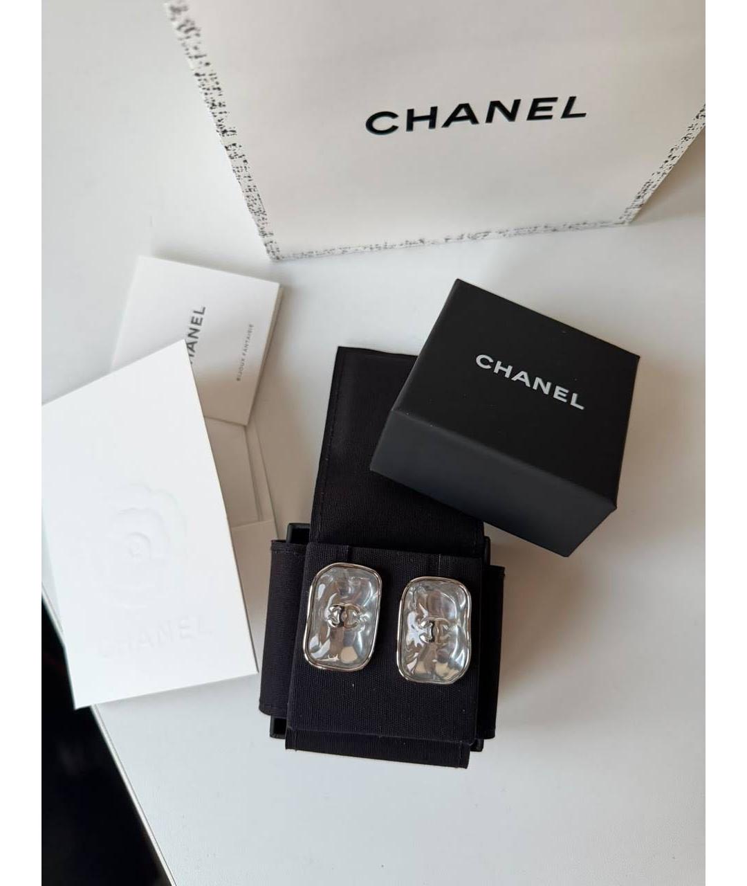 CHANEL Серебряные металлические серьги, фото 3