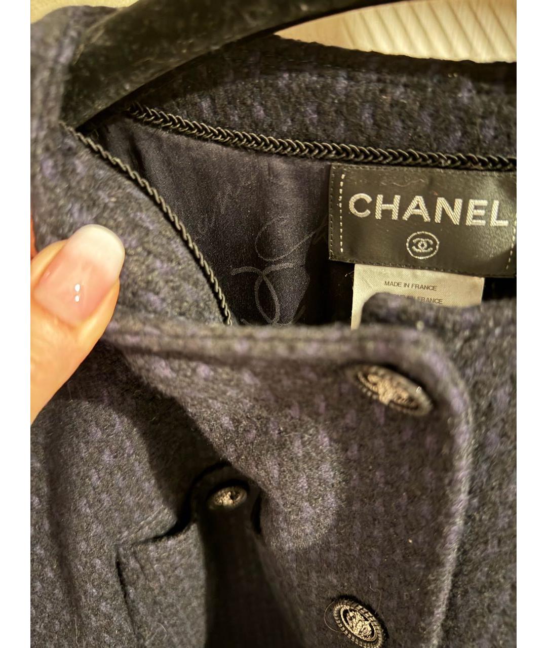 CHANEL Темно-синее шерстяное пальто, фото 6