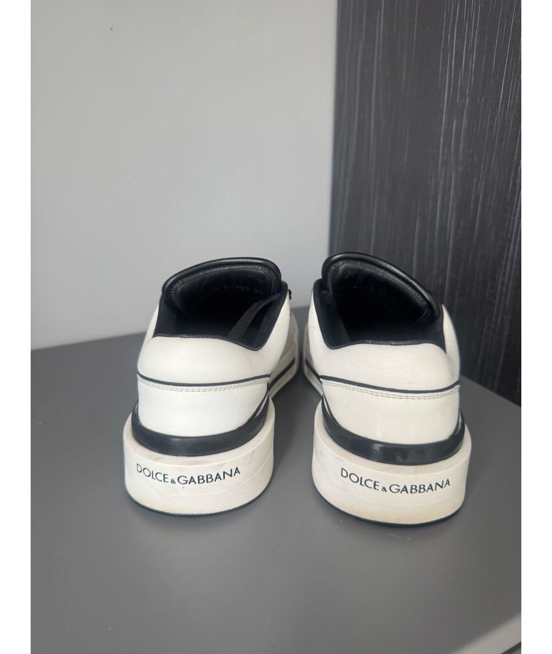 DOLCE&GABBANA Белые кожаные кеды, фото 4