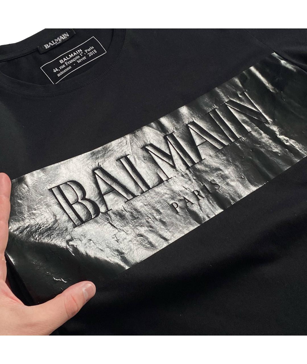 BALMAIN Черная хлопковая футболка, фото 5