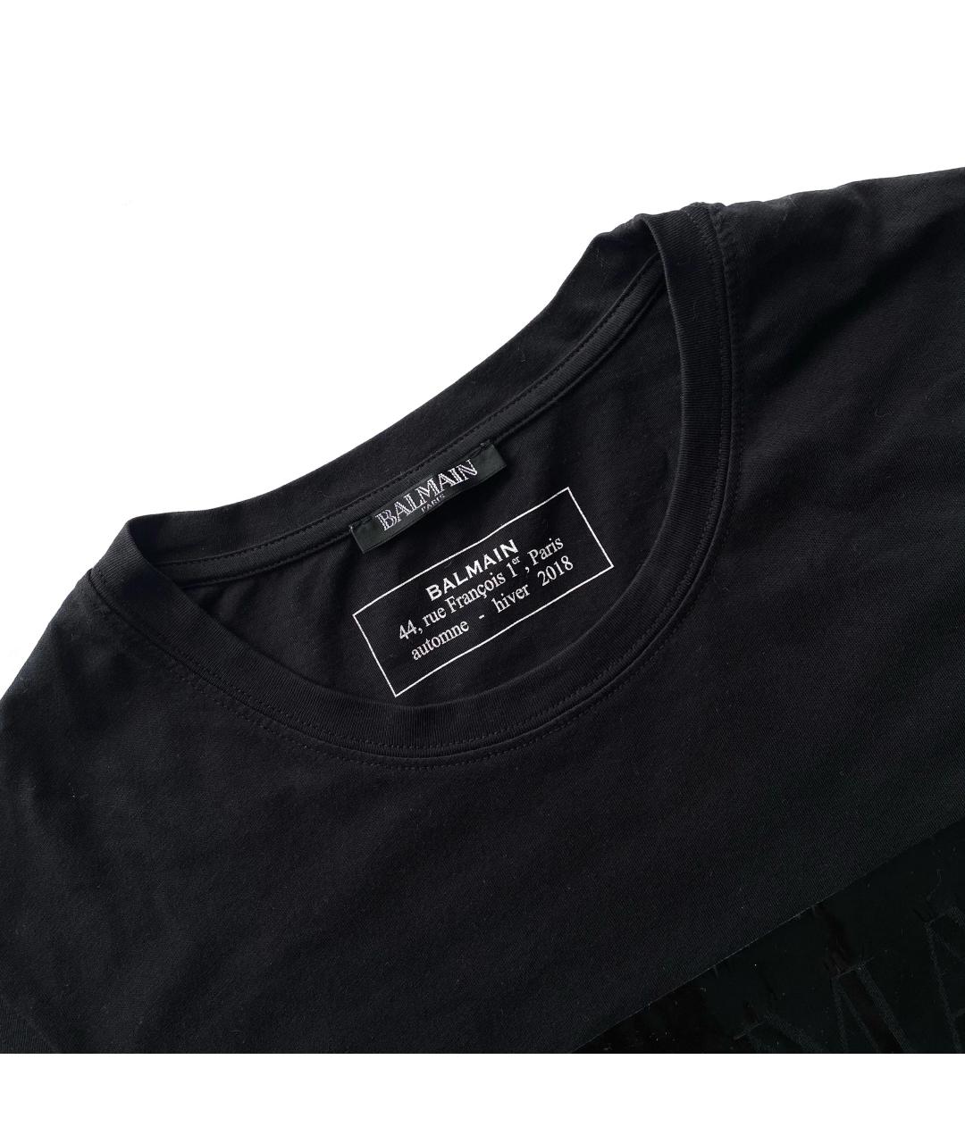 BALMAIN Черная хлопковая футболка, фото 3