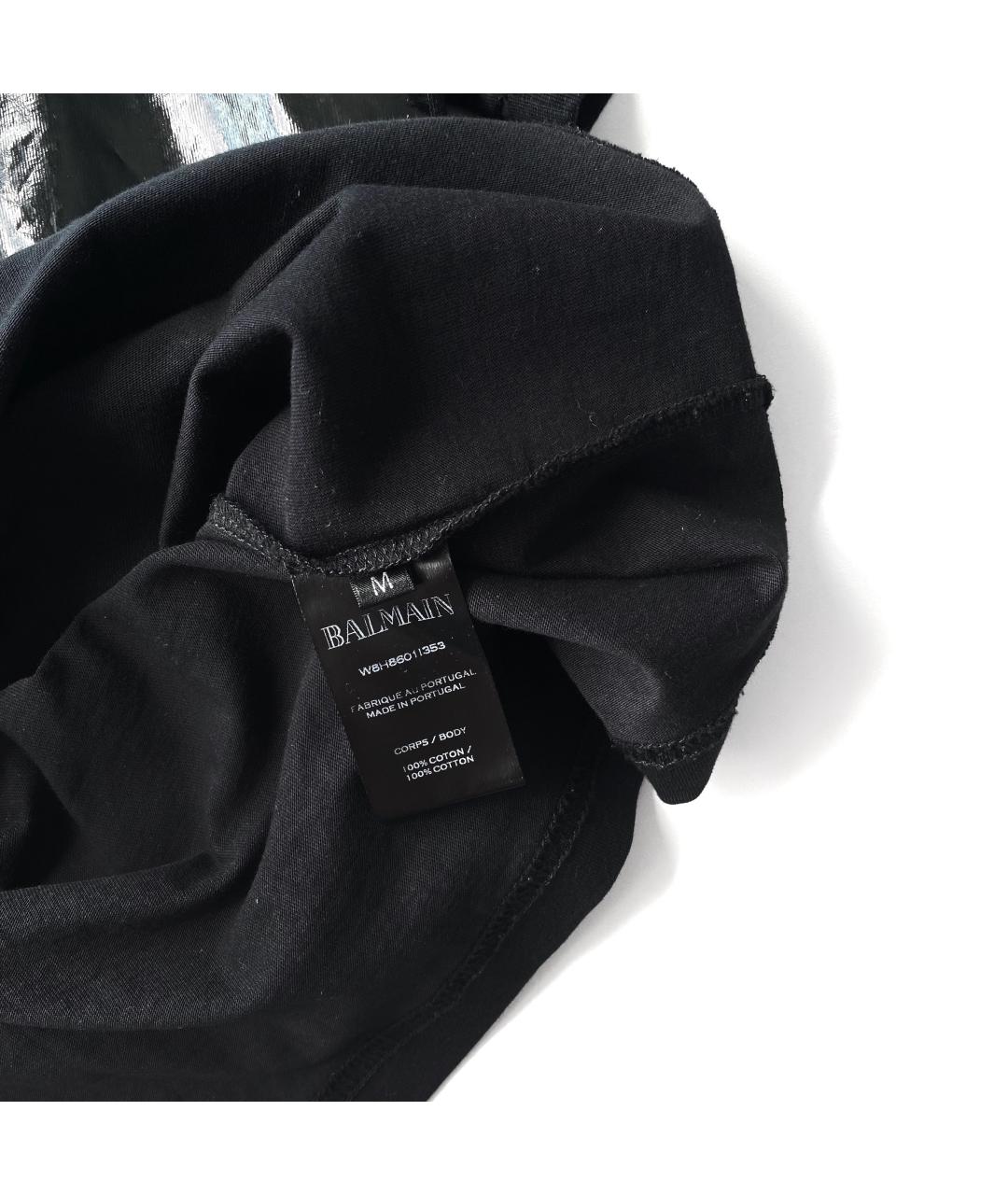 BALMAIN Черная хлопковая футболка, фото 4