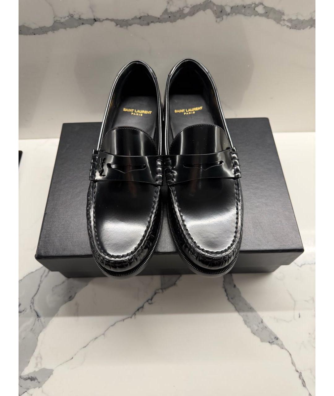 SAINT LAURENT Черные лоферы из лакированной кожи, фото 2