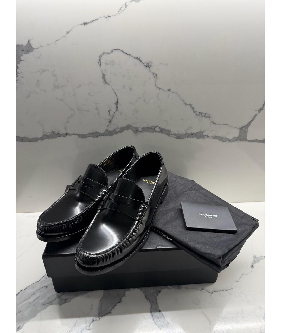 SAINT LAURENT Черные лоферы из лакированной кожи, фото 5