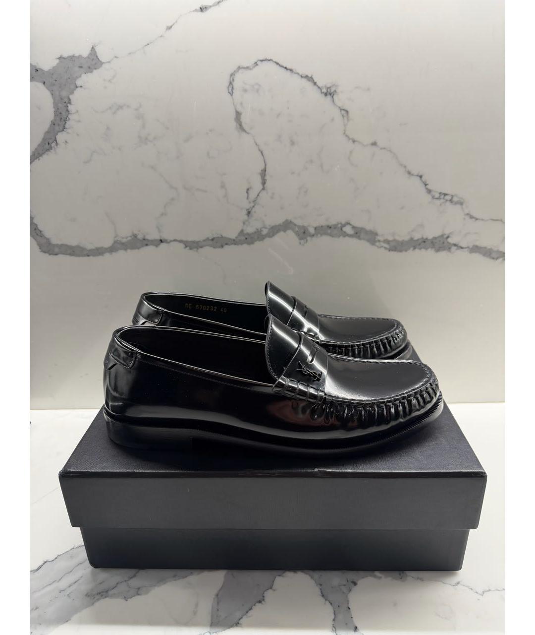 SAINT LAURENT Черные лоферы из лакированной кожи, фото 6